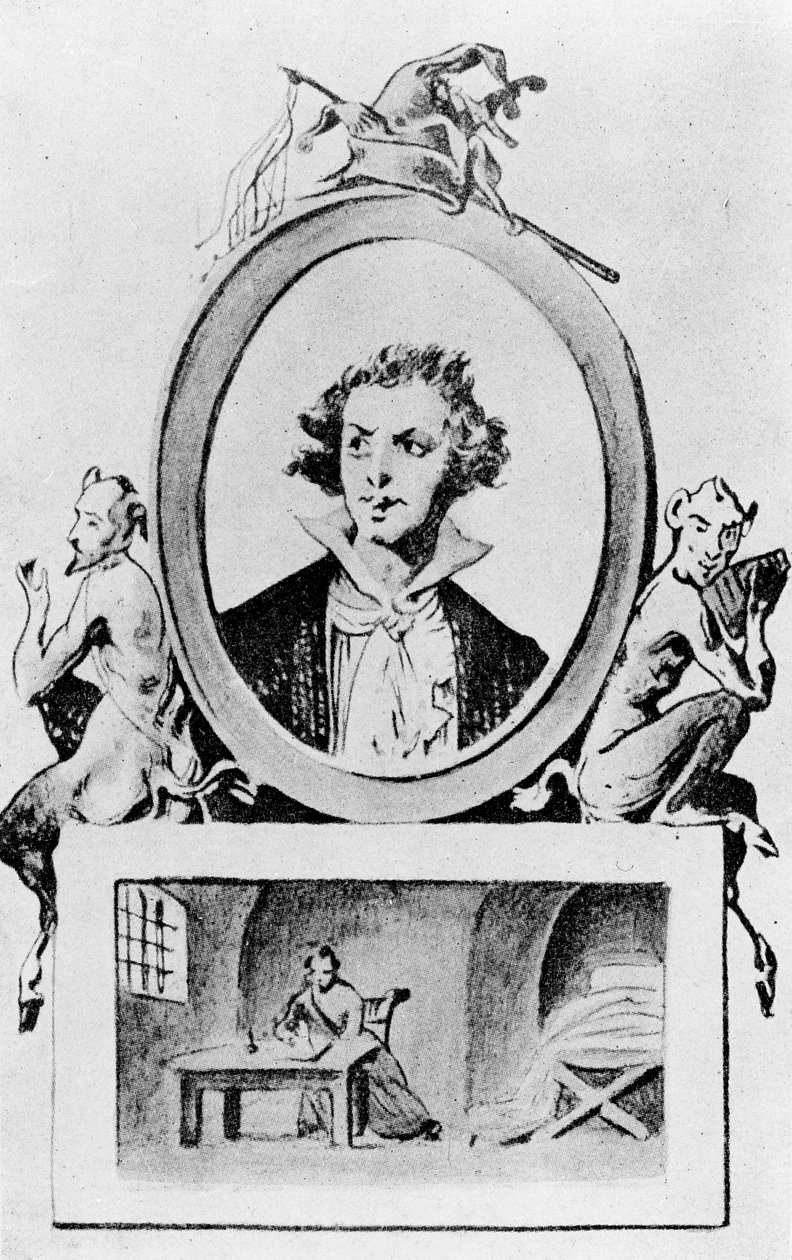 Imaginært portræt af markisen de Sade (1740-1814) ca. 1814-15 af French School