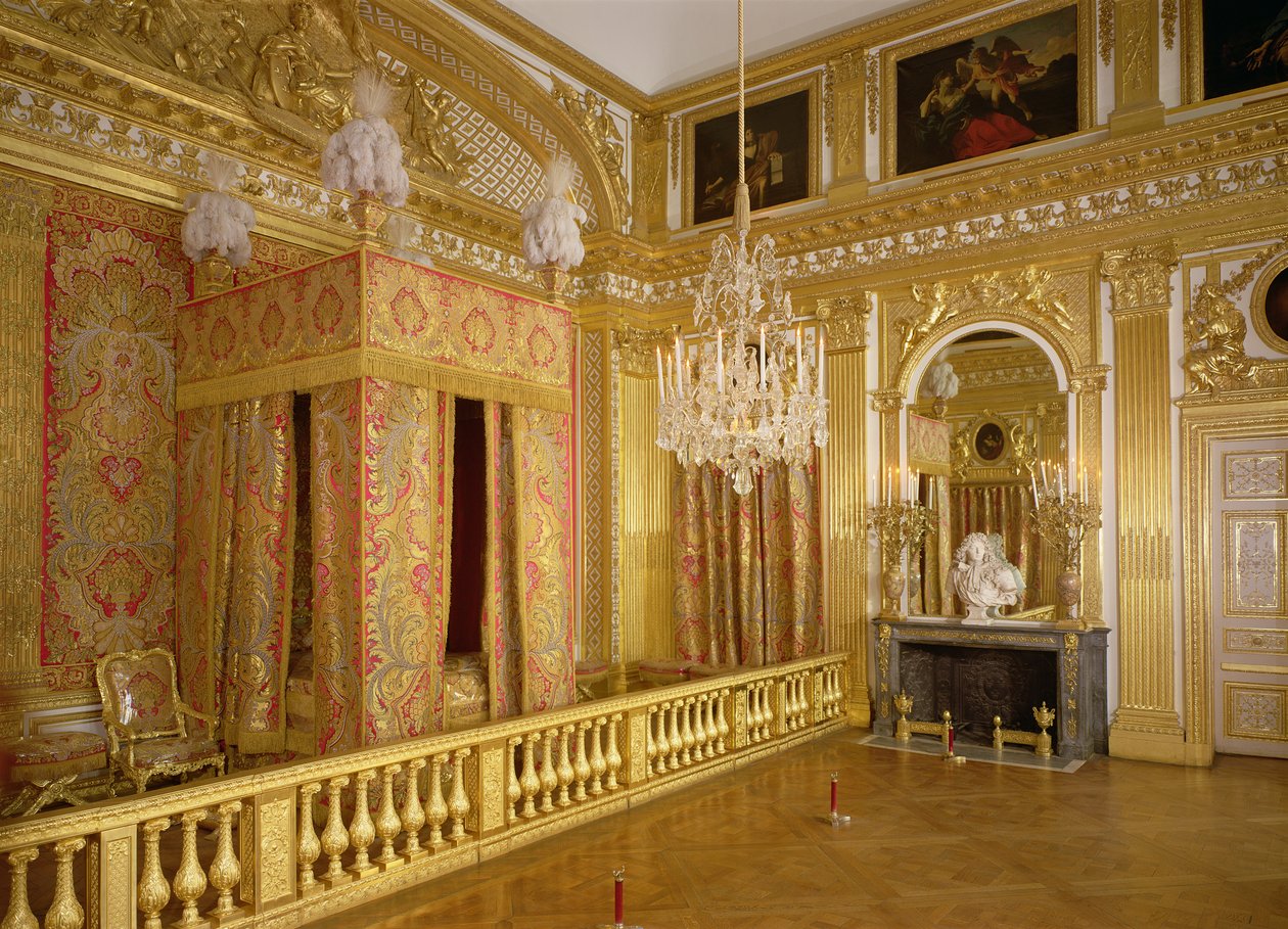 Interiør af Louis XIV soveværelse, 1701-23 af French School