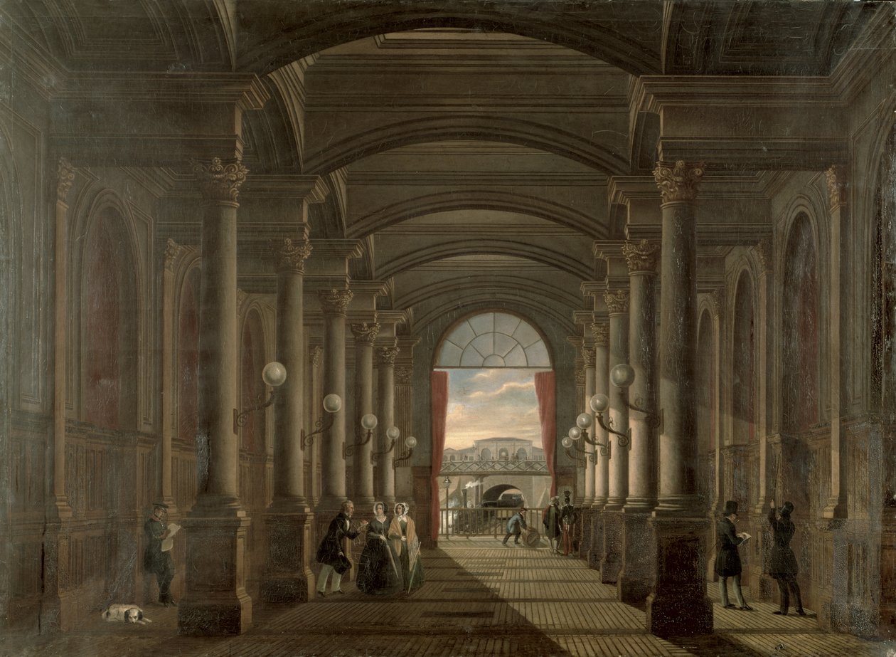 Interiør af Gare Saint-Lazare af French School