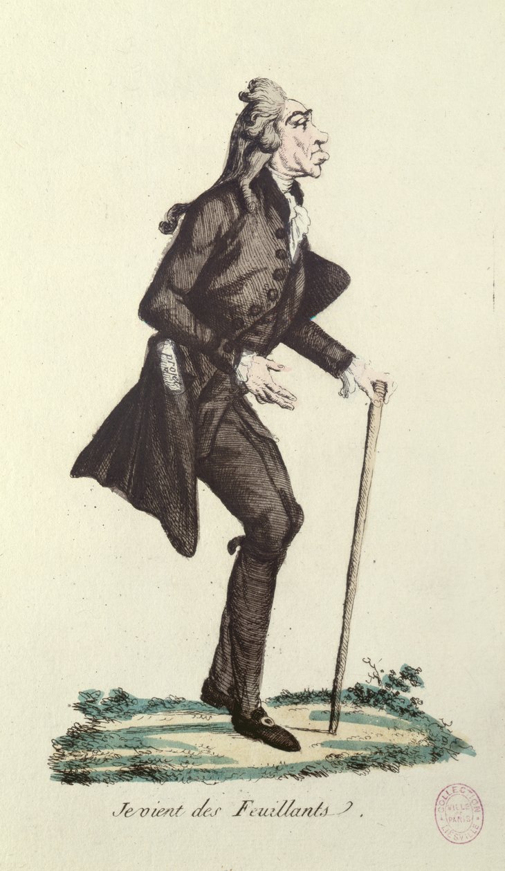 Je Viens des Feuillants, karikatur af den franske revolution, ca. 1791-92 (farvet radering) af French School