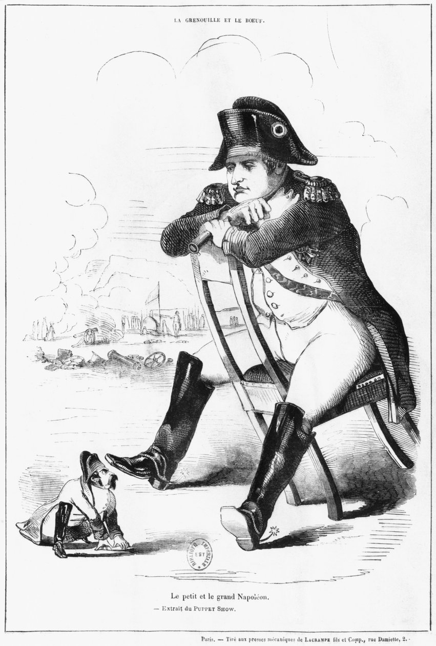 La Grenouille et le Boeuf: Den lille og den store Napoleon I, karikatur fra 