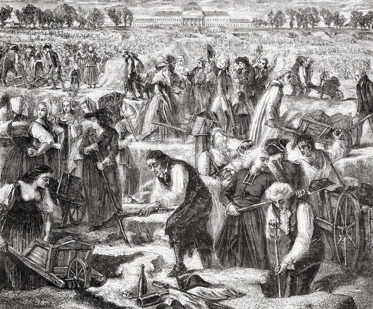 Arbejdere, der arbejder på Champ de Mars af French School