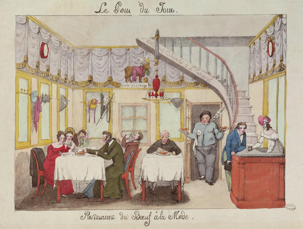 Oksekød a la Mode, rue Valois, Paris, fra Le Gout du Jour, ca. 1830 (se også 167981) af French School