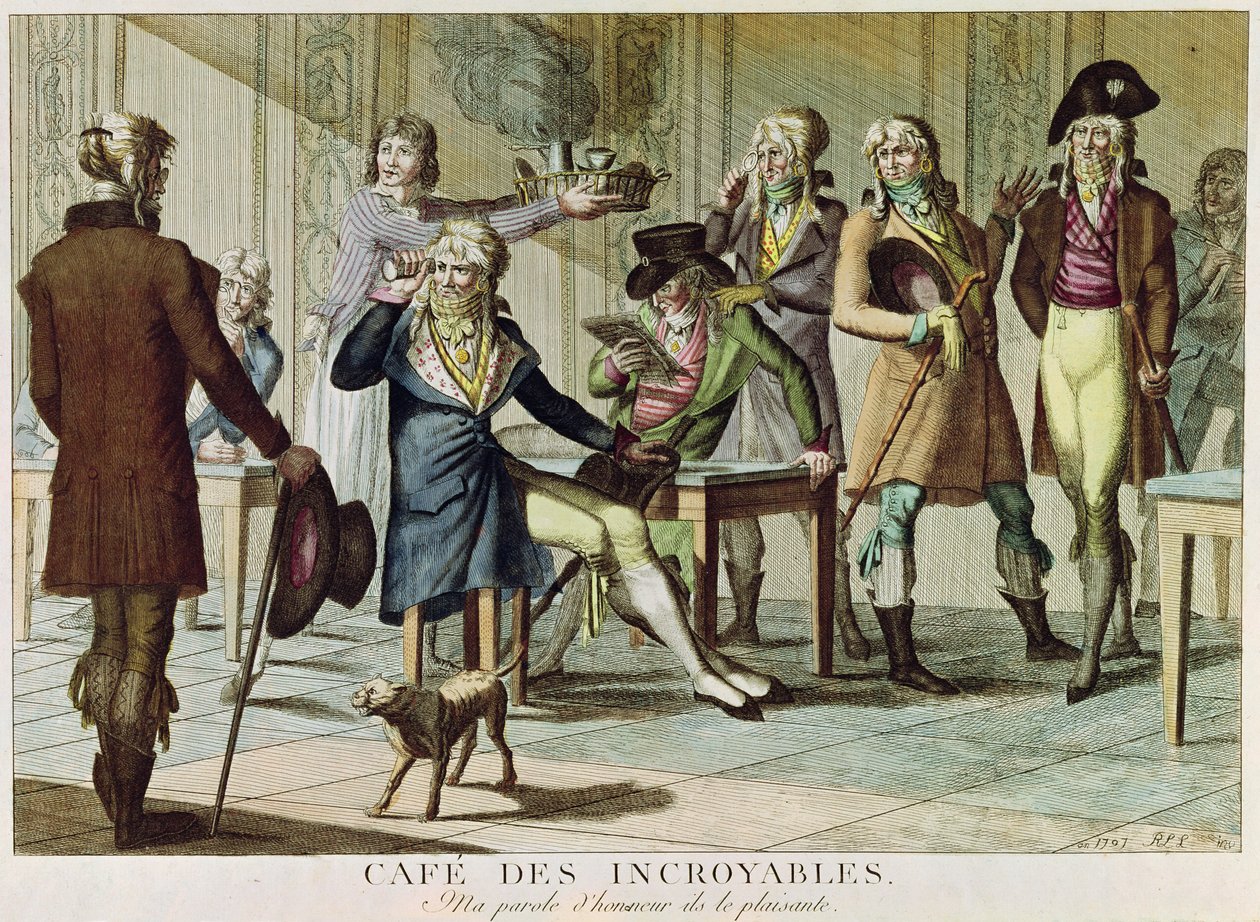 Le Cafe des Incroyables, 1797 af French School