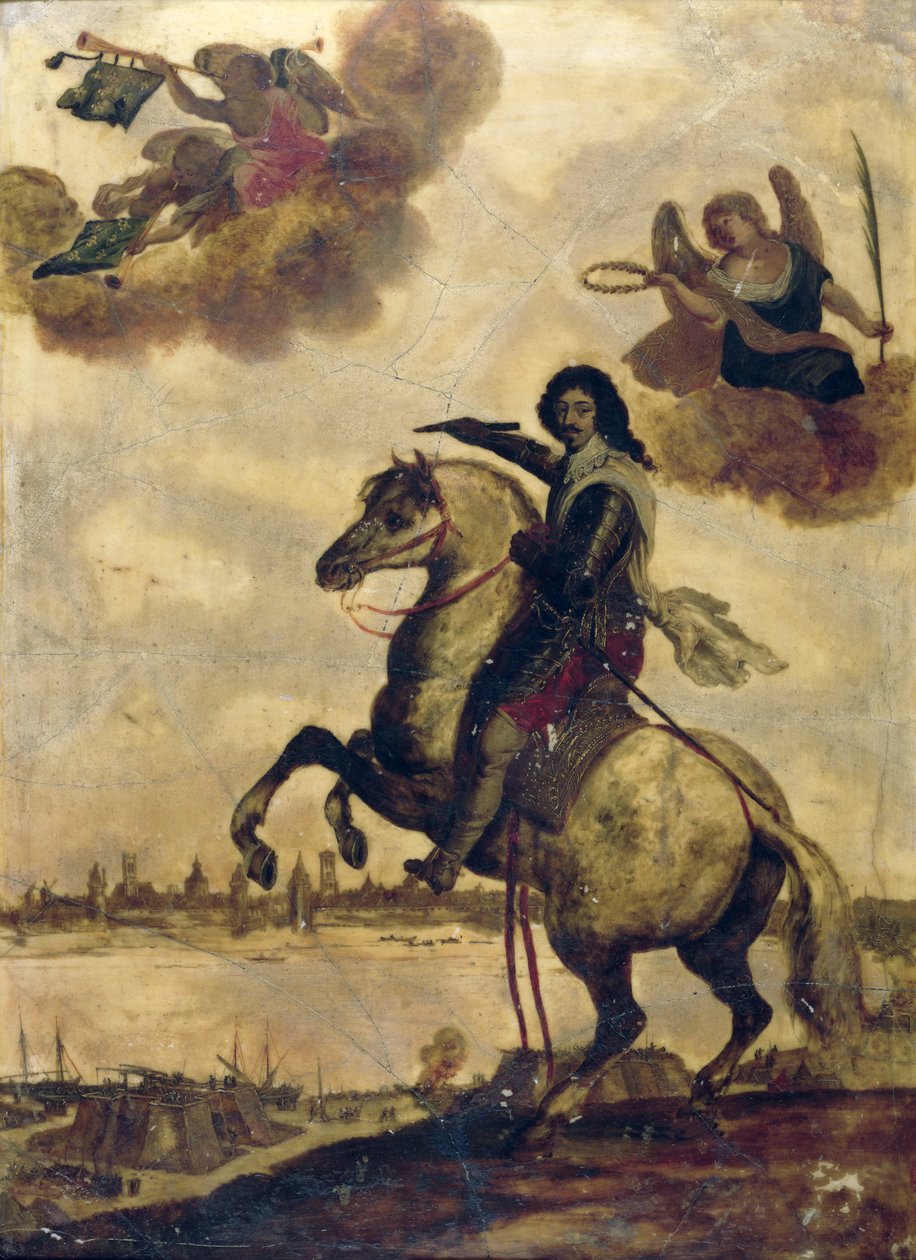 Ludvig XIII (1601-43) ved belejringen af La Rochelle af French School