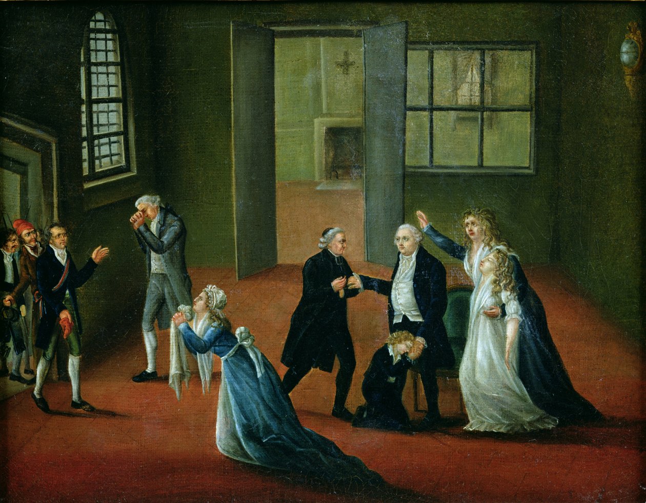 Ludvig XVI (1754-93) siger farvel til sin familie, 20. januar 1793 af French School