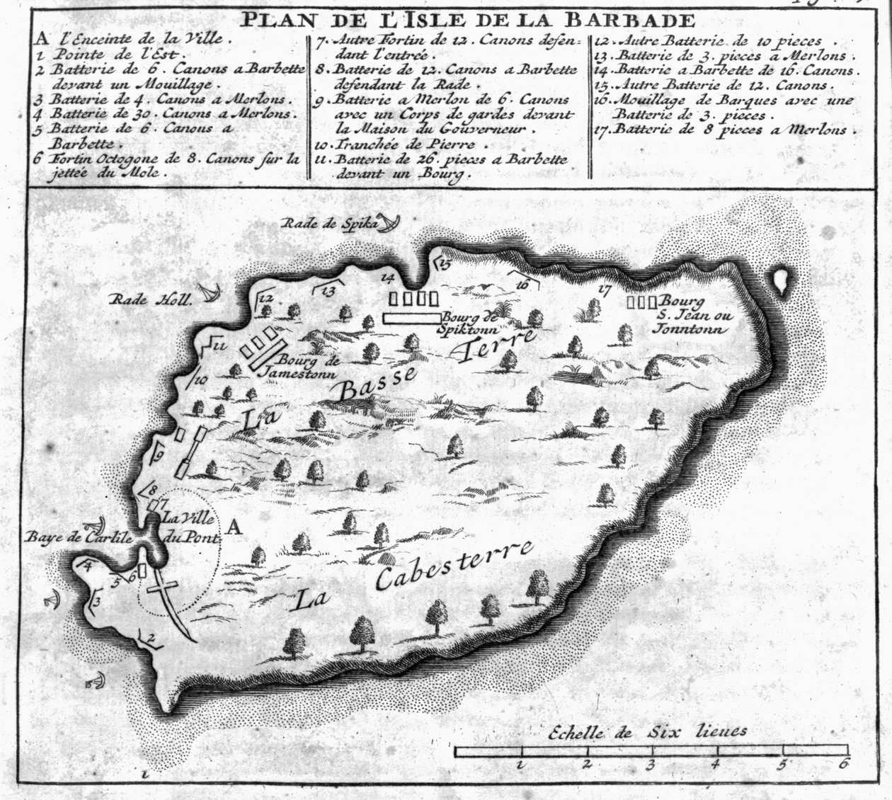 Kort over Barbados af French School