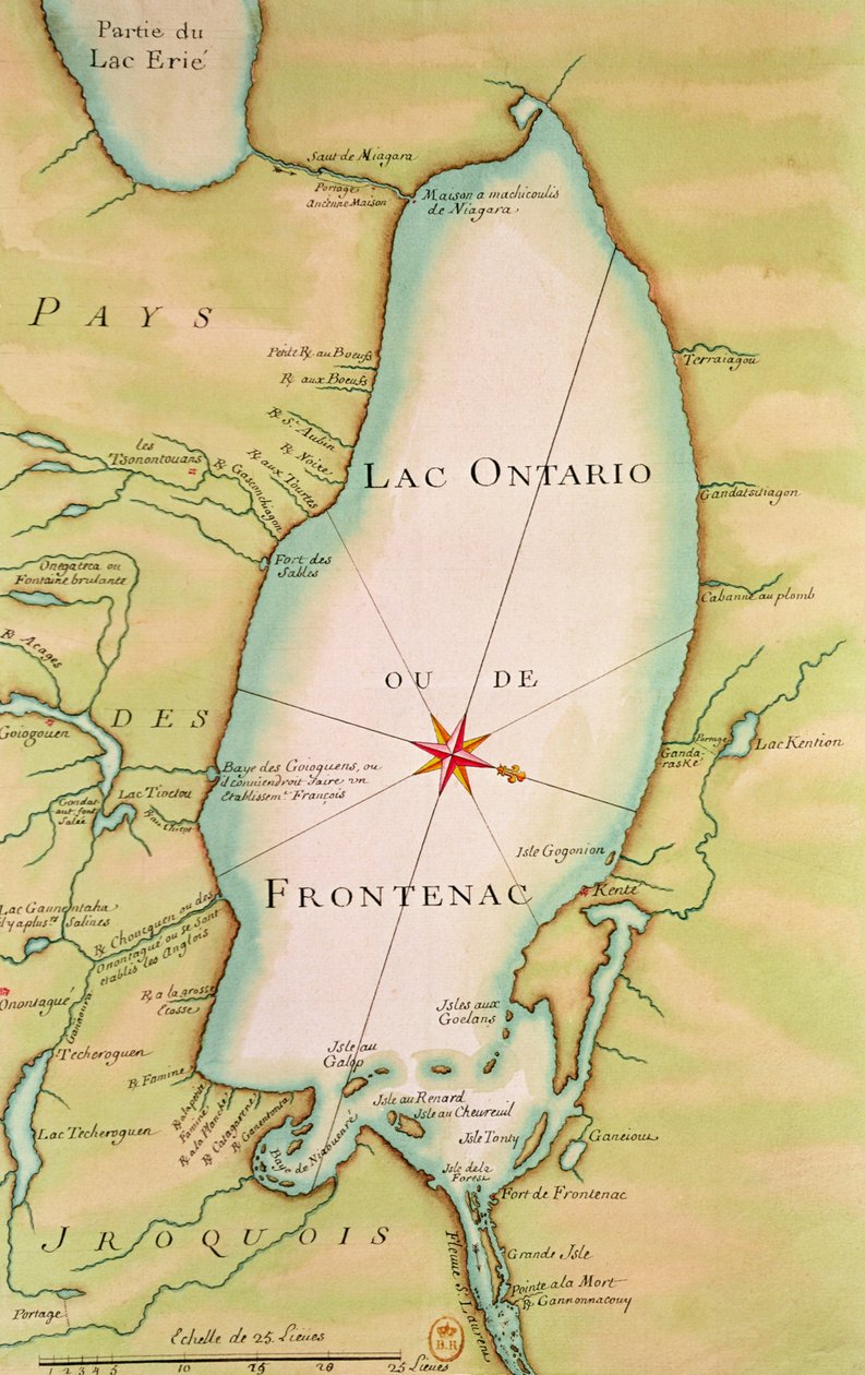Kort over Lake Ontario af French School