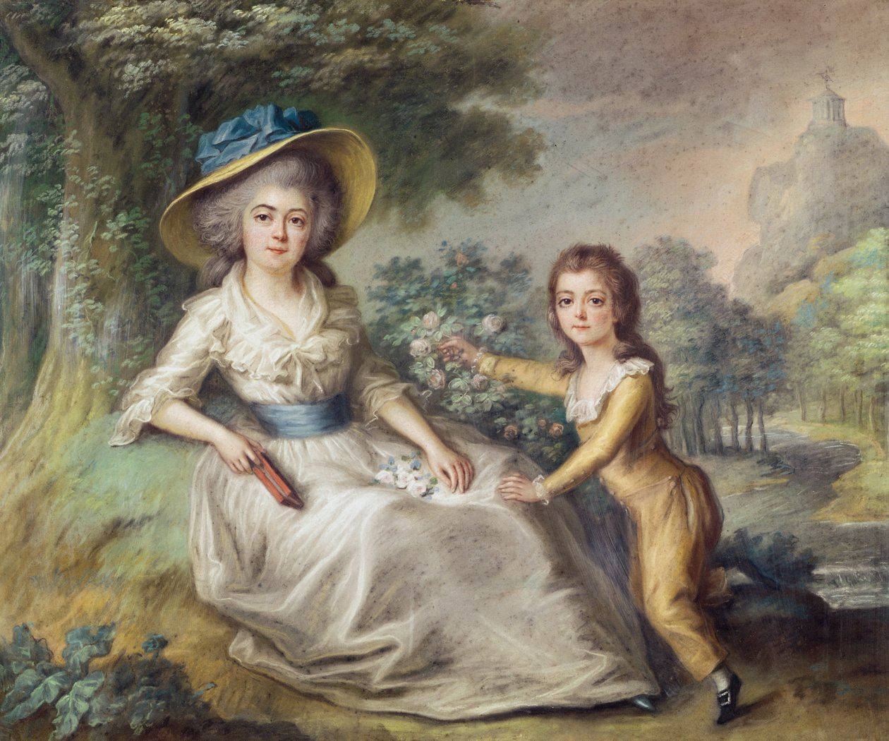 Marie Dupin de Francueil (1748-1821) og hendes søn, Maurice af French School