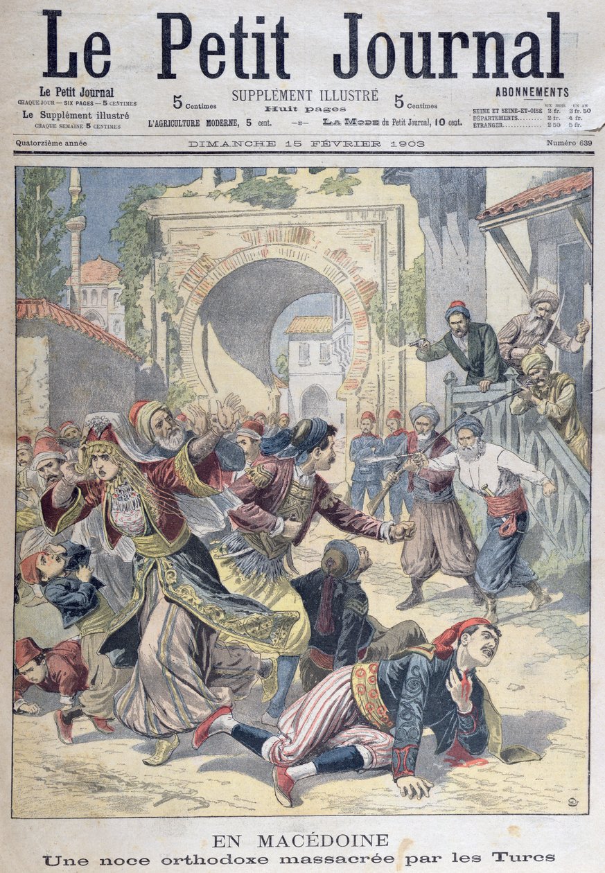 Massakre ved et makedonsk-ortodoks bryllup af tyrkere, fra Le Petit Journal, 15. februar 1903 af French School