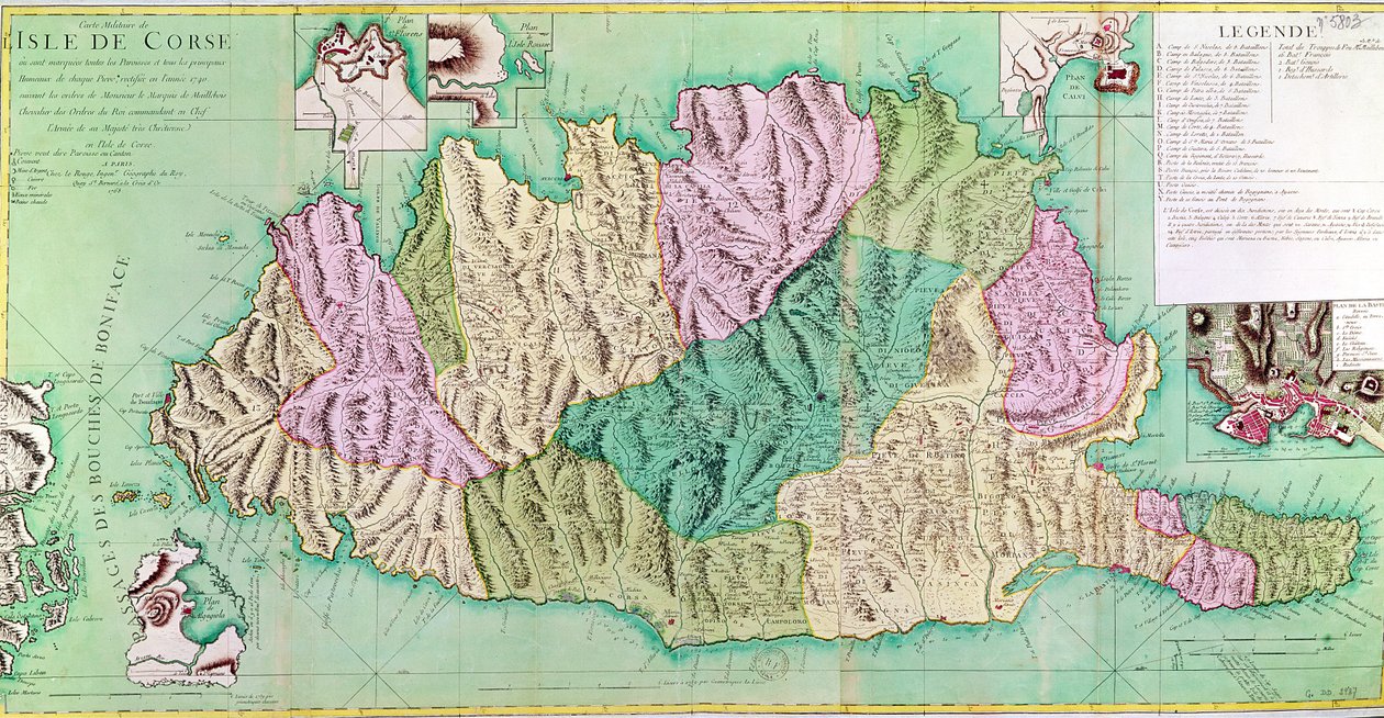 Militærkort over Korsika, 1768 af French School