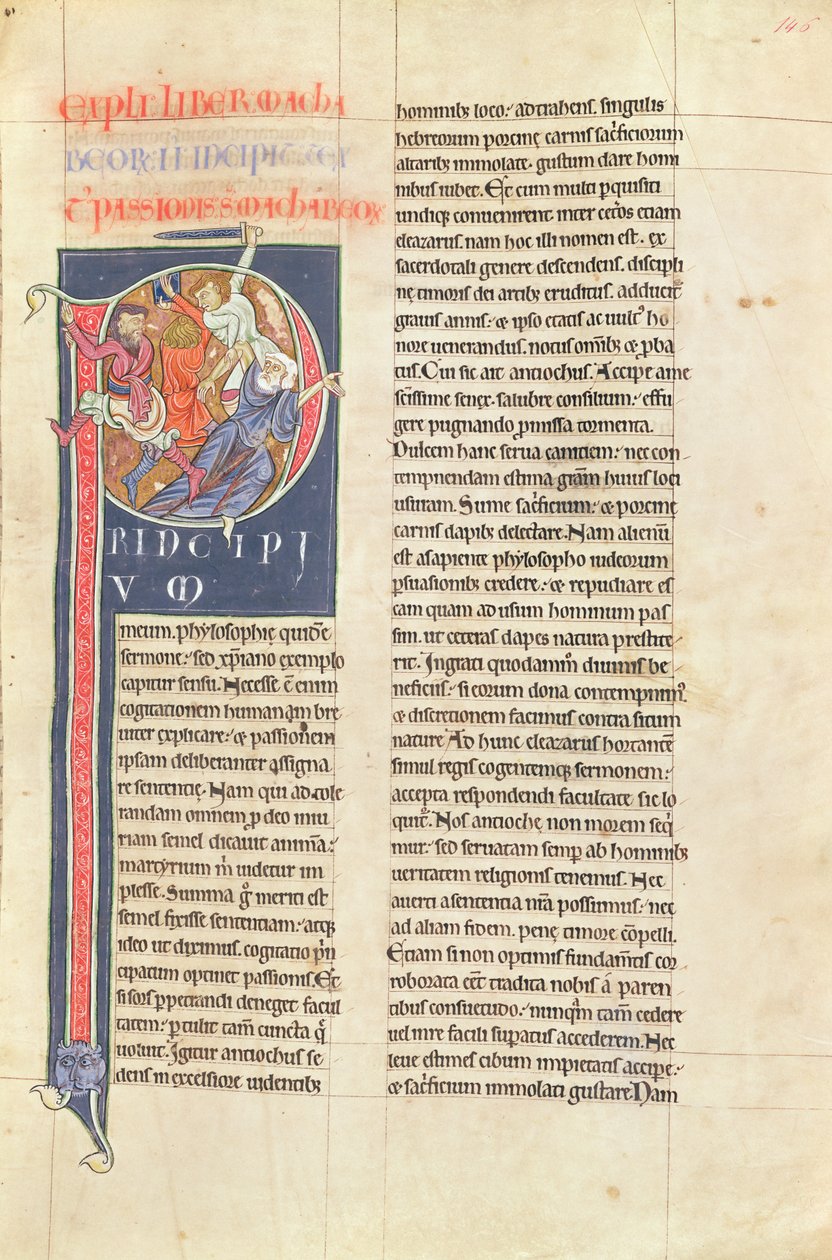 Ms 2 fol.146 t.2 Machabaeorum, fra Bibelen om klosteret Saint-Andre aux-Bois af French School