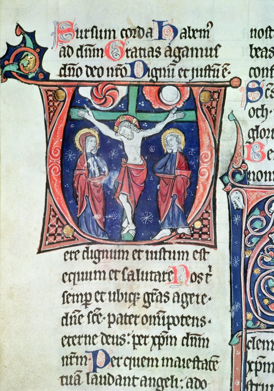 Ms 228 fol.89v Crucifixion, fra Missal de la Consecration de l’Abbatiale de Vauclair, 1257 af French School