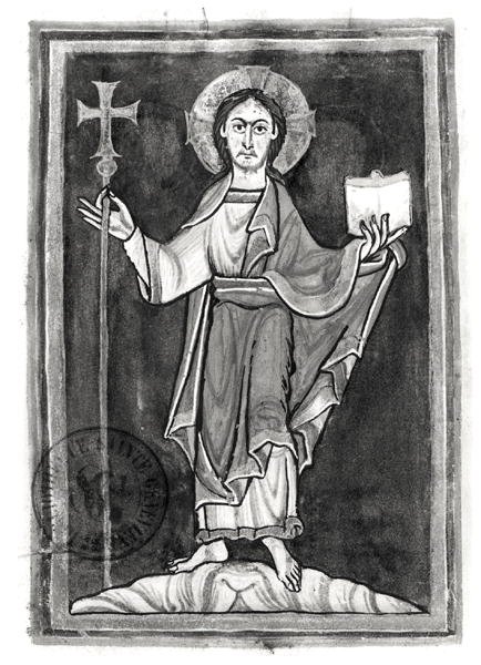 Ms 2657 fol.2v Kristus, fra en Benedictional af French School