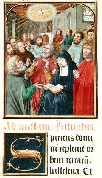 Ms 60 fol.37r Pintecost, fra en samling af samlinger af Odoart de Bersacques, Prevost af Saint-Omer af French School