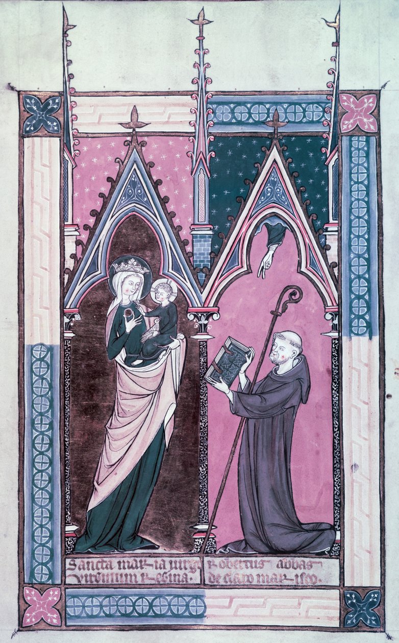 Ms.174 fol.2 Abbed Robert af Clairmarais præsenterer sit eksemplar af 