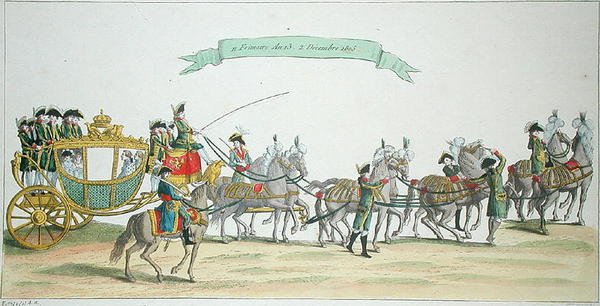 Napoleon Bonaparte (1769-1821) på vej til Notre Dame for sin kroning, 2. december 1804 af French School