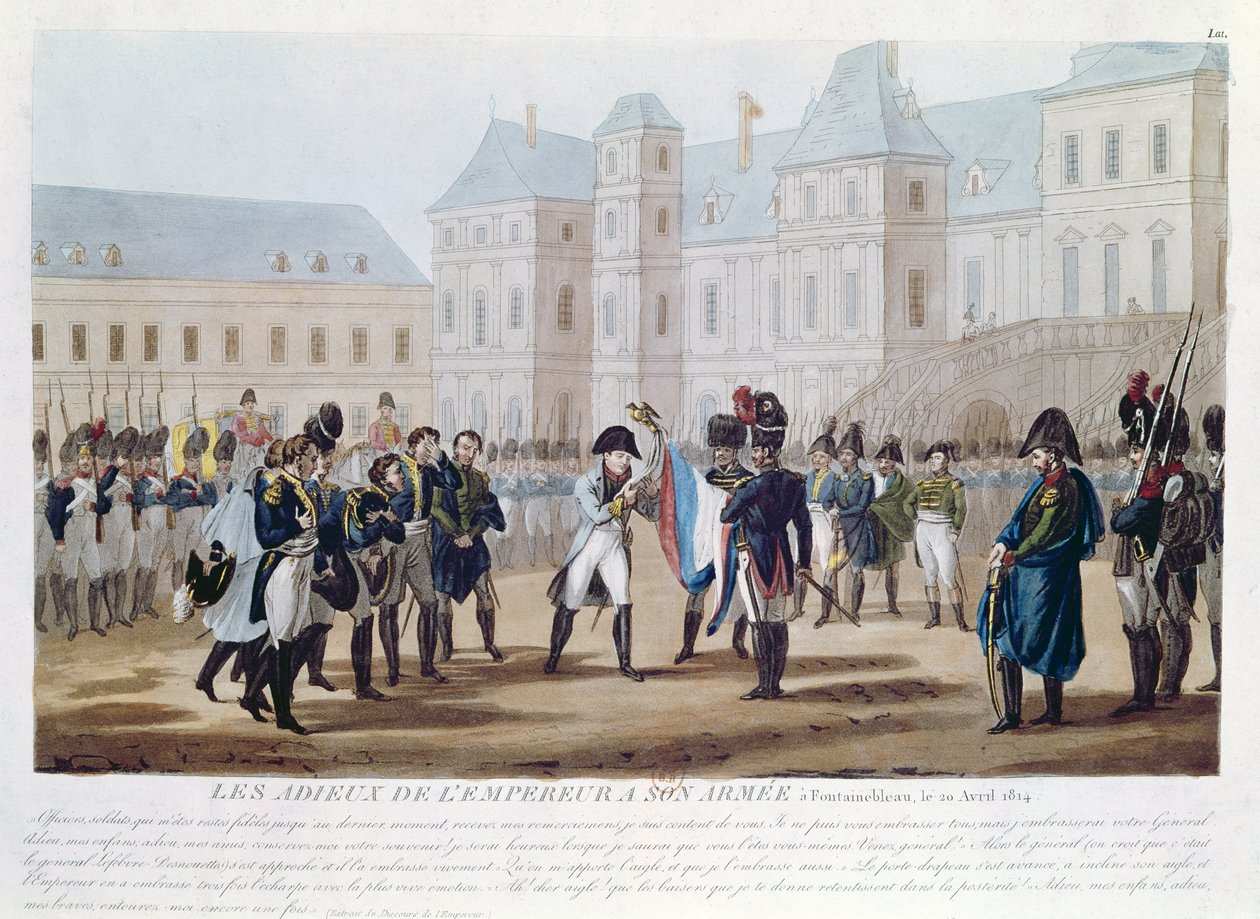 Napoleon I (1769-1821) Kysser flaget eller farvel ved Fontainebleau, 20. april 1814 af French School