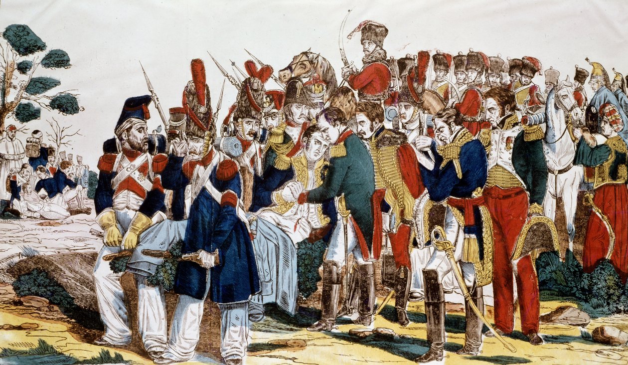 Napoleon I (1769-1821) i Essling på det tidspunkt, hvor Jean Lannes (1769-1809) hertug af Montebello døde, 22. maj 1809 af French School