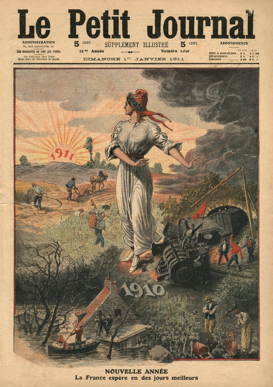 Nytår, Frankrig håber på bedre dage, illustration fra 