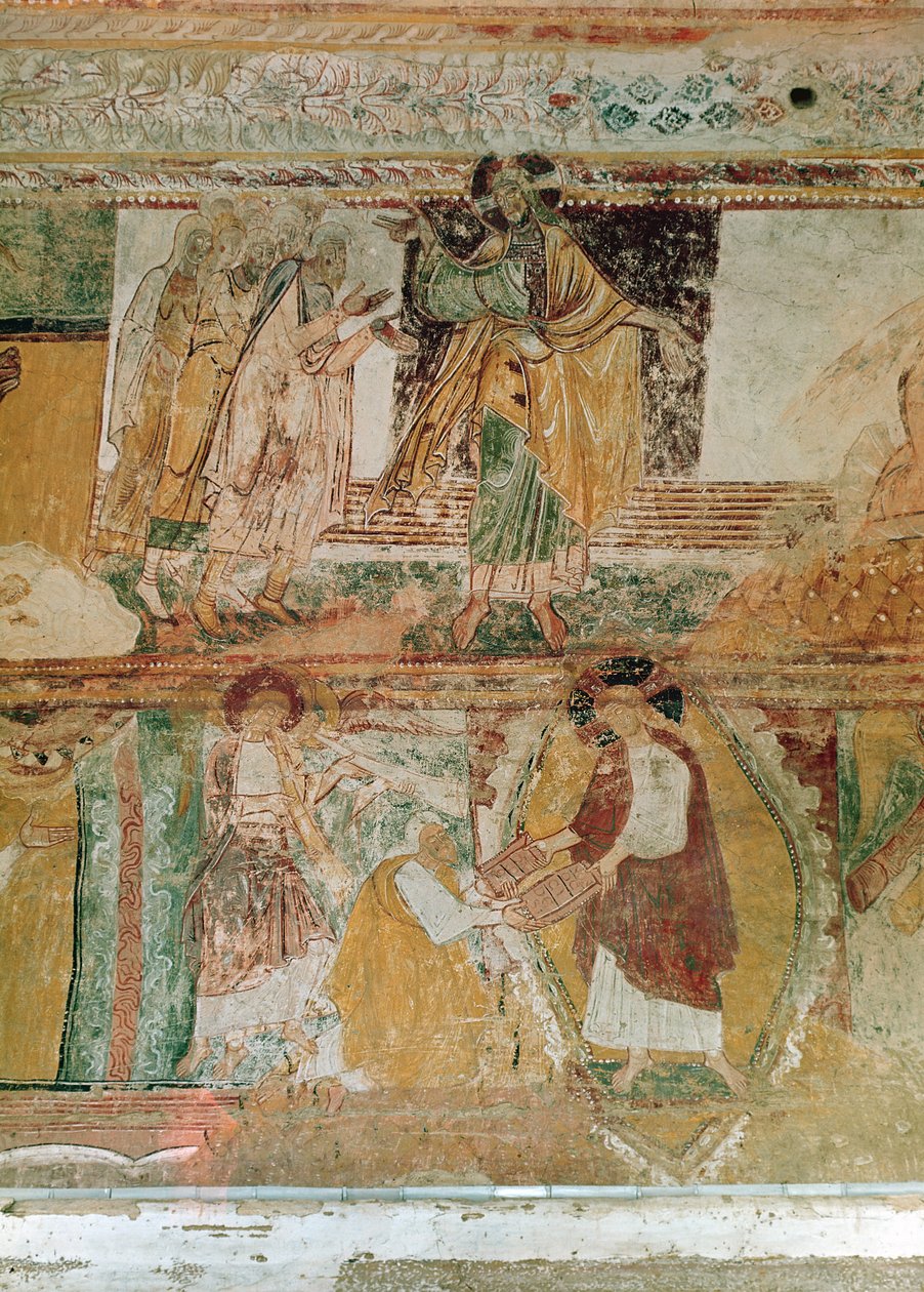 Noas ark og Moses med lovens tavler, fra skibet, ca. 1100 af French School