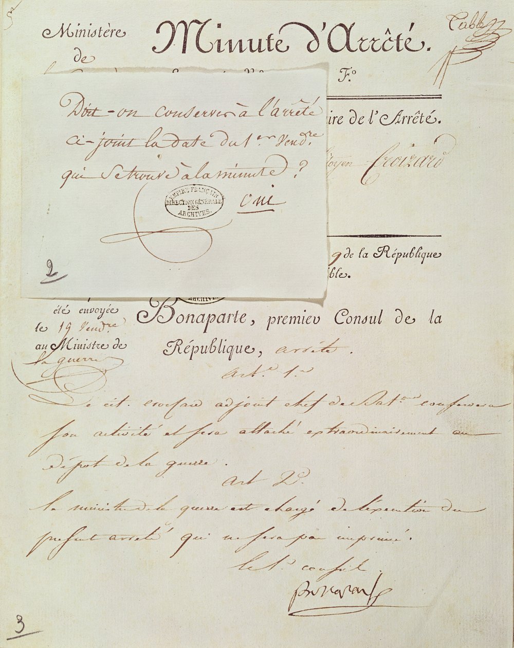 Officielt dokument underskrevet af Napoleon I (1769-1821) 1 Vendemiaire An 9 (23. september 1800) af French School