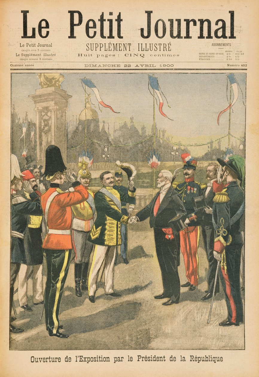 Åbning af verdensudstillingen i 1900 af republikkens præsident, Paris, illustration fra 