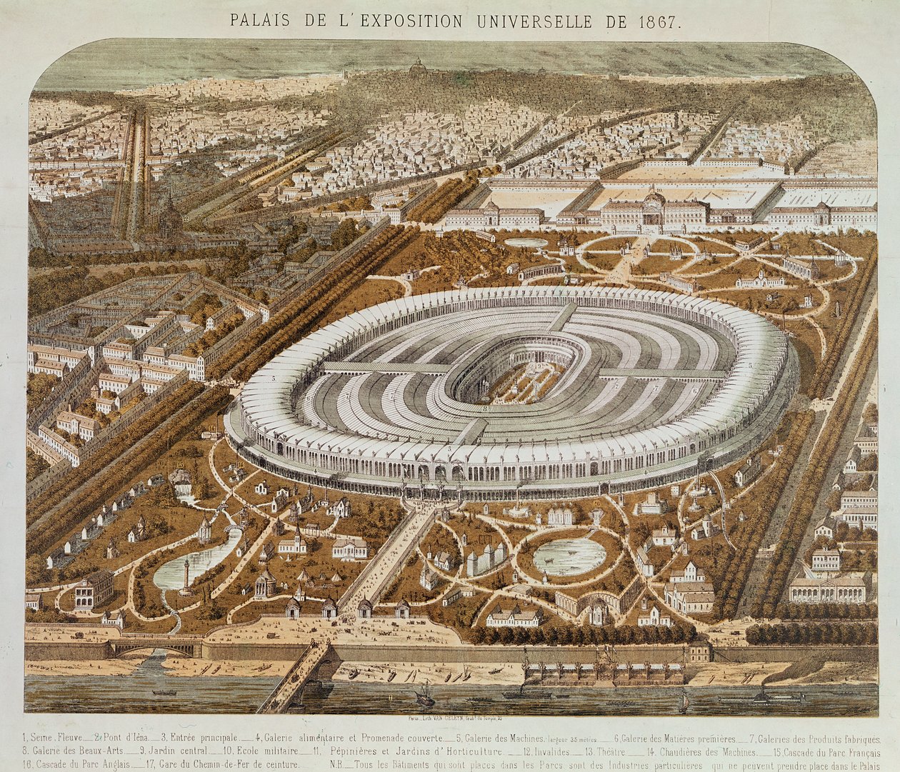 Verdensudstillingspaladset i Paris i 1867 af French School