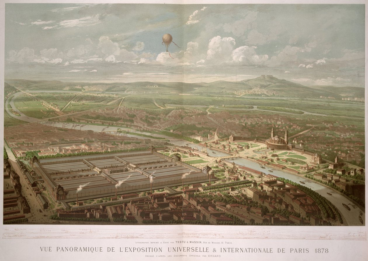 Panoramaudsigt over Exposition Universelle, Paris, 1878 af French School