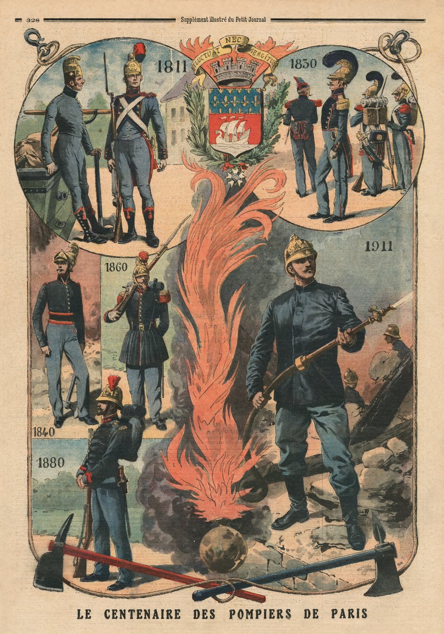 Paris brandmænd hundrede år, illustration fra 