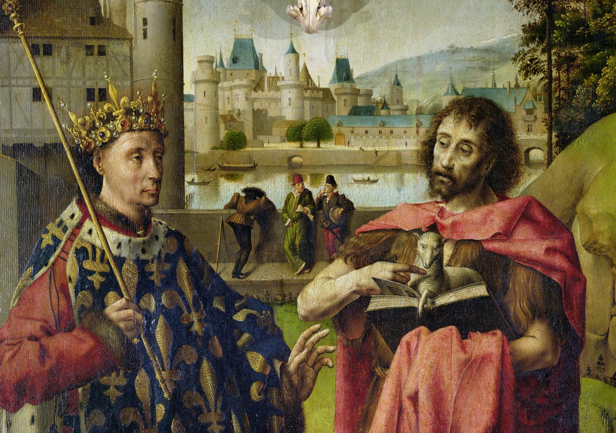 Parlamentet i Paris Altertavle, detalje af St. Louis og St. John the Baptist af French School