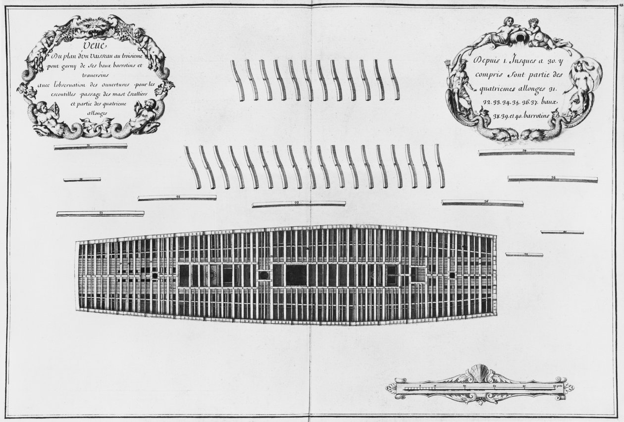 Plan over det tredje dæk af et fartøj, illustration fra 