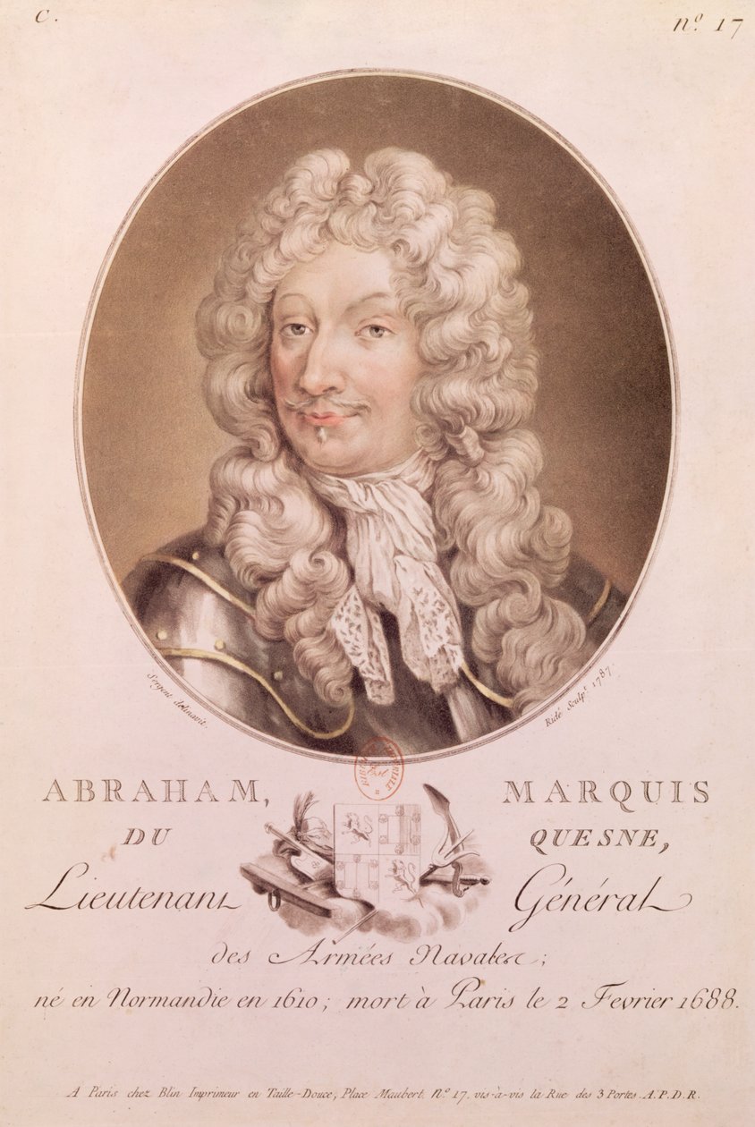 Portræt af Abraham Duquesne (1610-88) indgraveret af Ride, 1787 af French School