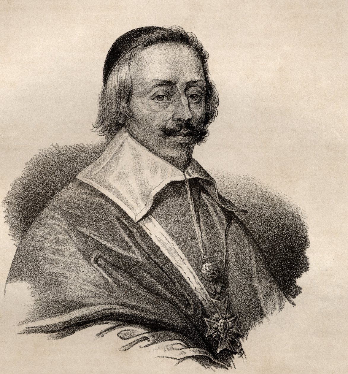 Portræt af Armand Jean du Plessis, kardinal og hertug af Richelieu (1585-1642) af French School