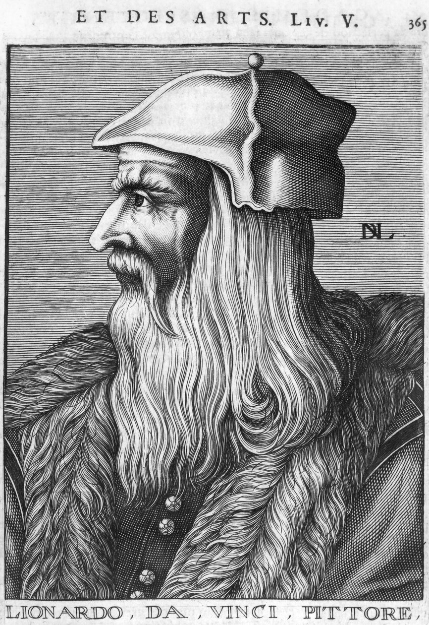 Portræt af Leonardo da Vinci (1452-1519) af French School