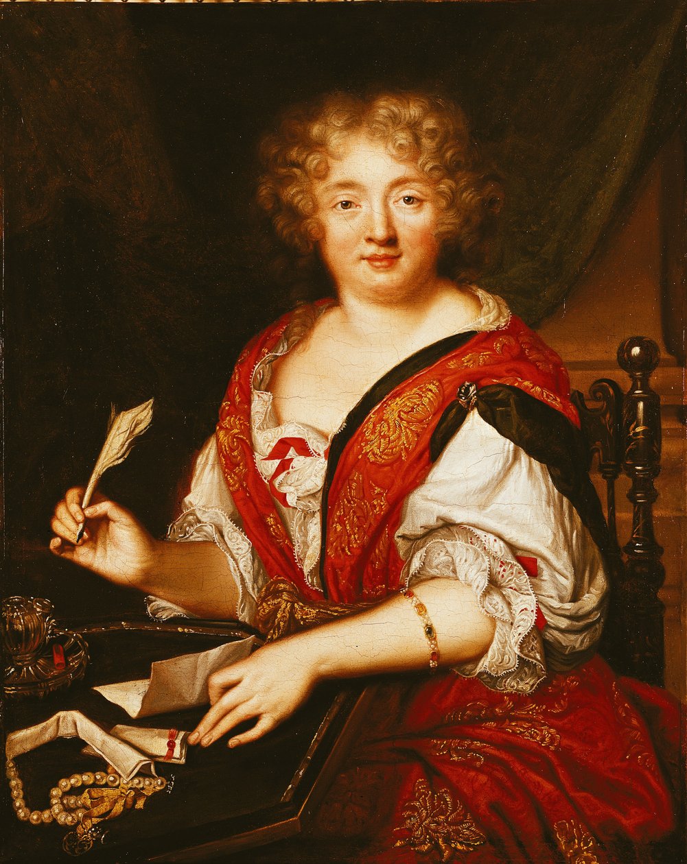 Portræt af Madame de Sevigne Writing af French School