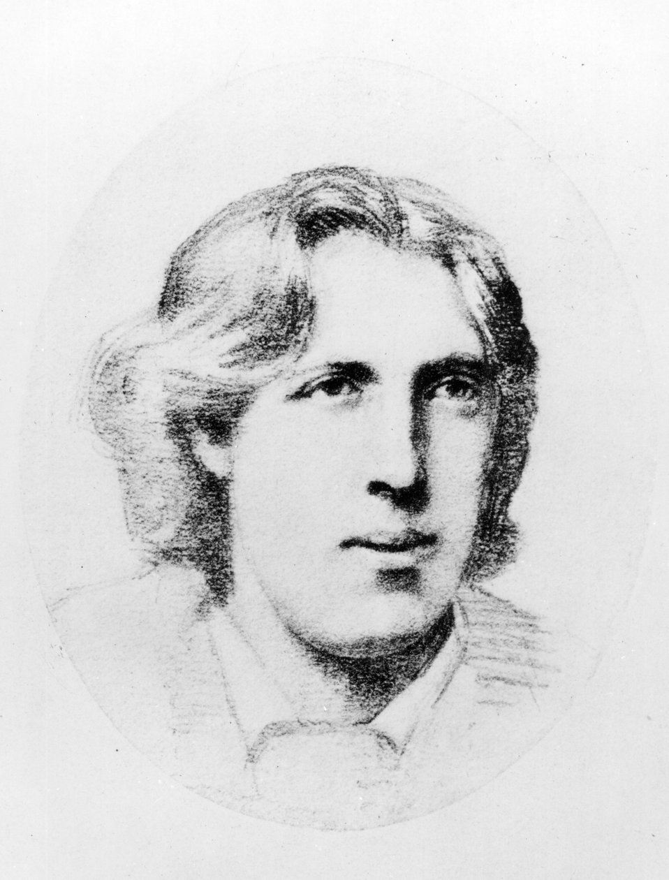 Portræt af Oscar Wilde (kul) af French School