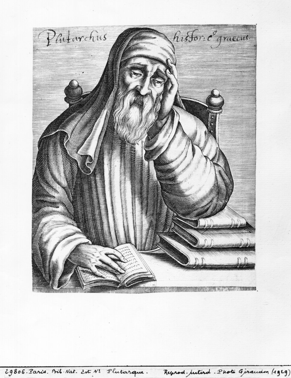 Portræt af Plutarch (ca.46-c.120) af French School