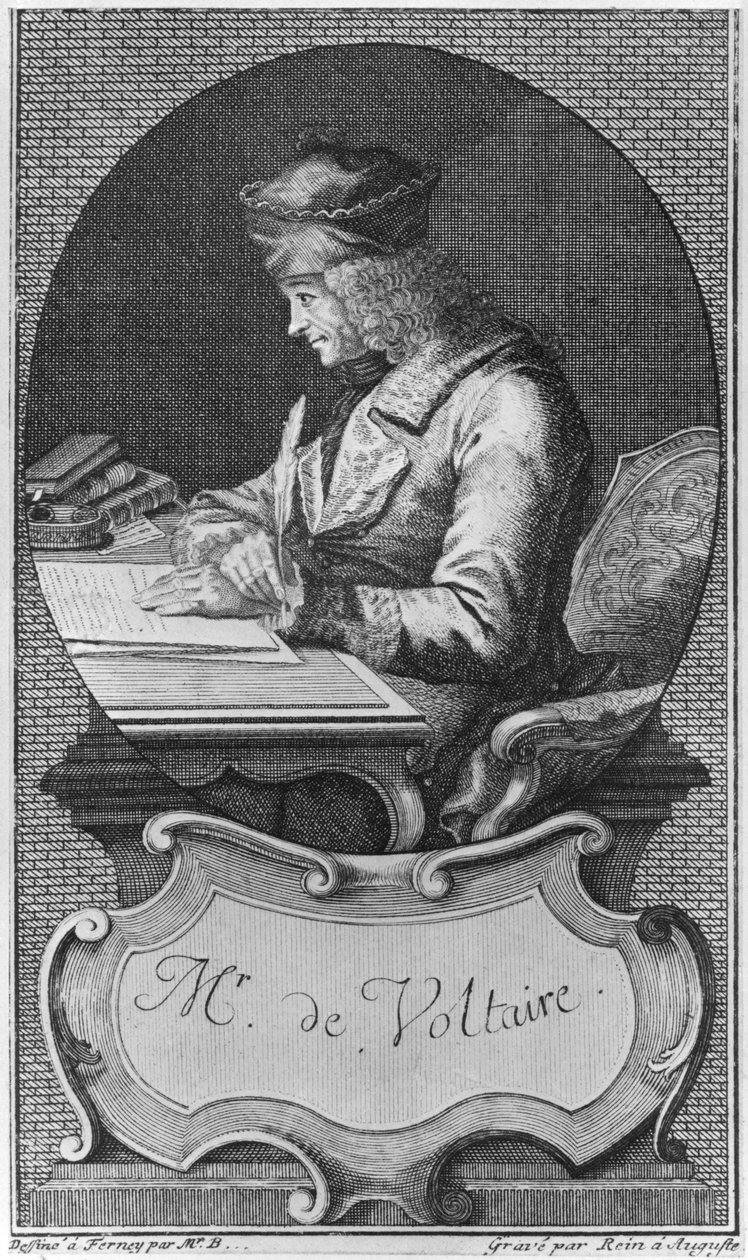 Portræt af Voltaire i Ferney, indgraveret af Joseph Friedrich Rein (1720-95) af French School