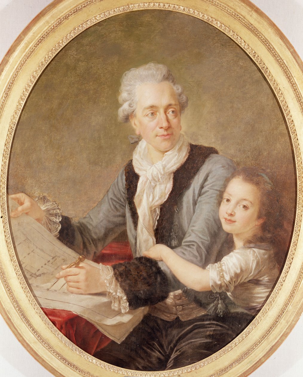 Portræt af arkitekten Ledoux og hans datter af French School