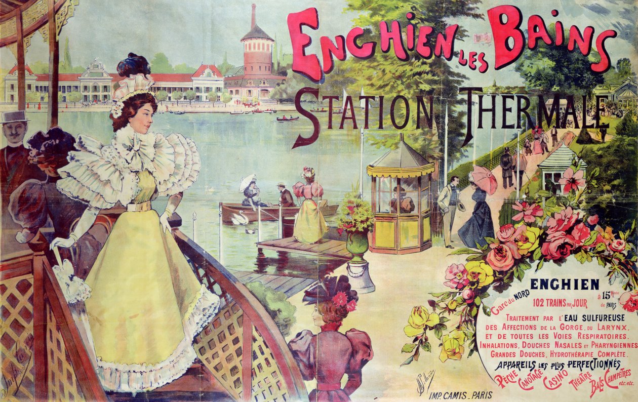 Plakat, der reklamerer for spa-resortet Enghien-les-Bains, Frankrig, slutningen af det 19. århundrede af French School