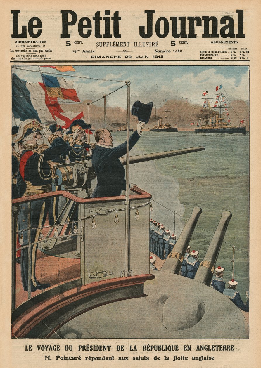 Raymond Poincares præsidentrejse til England, forsideillustration fra 
