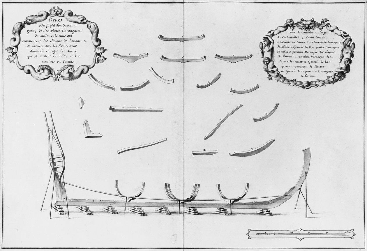 Profil af et fartøj med dets centrale gulvplader, illustration fra 