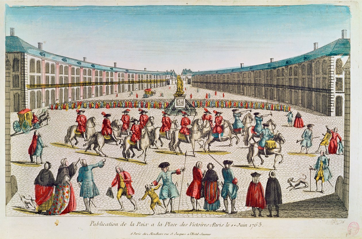 Udgivelse af Freden, Place des Victoires, juni 1763 af French School