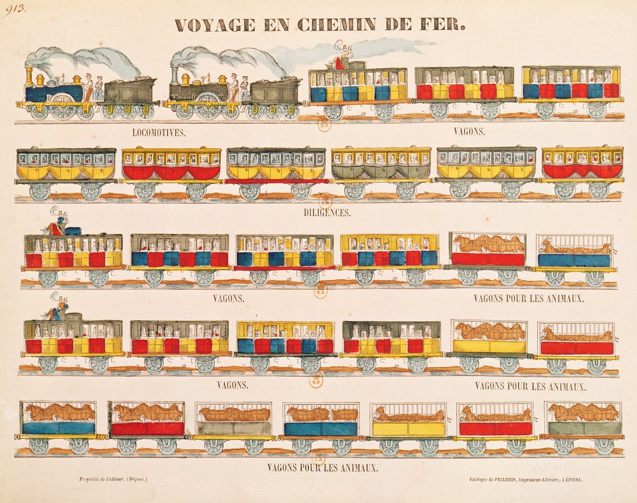 Jernbanerejser i 1845 (detaljer) (se også 192826) af French School