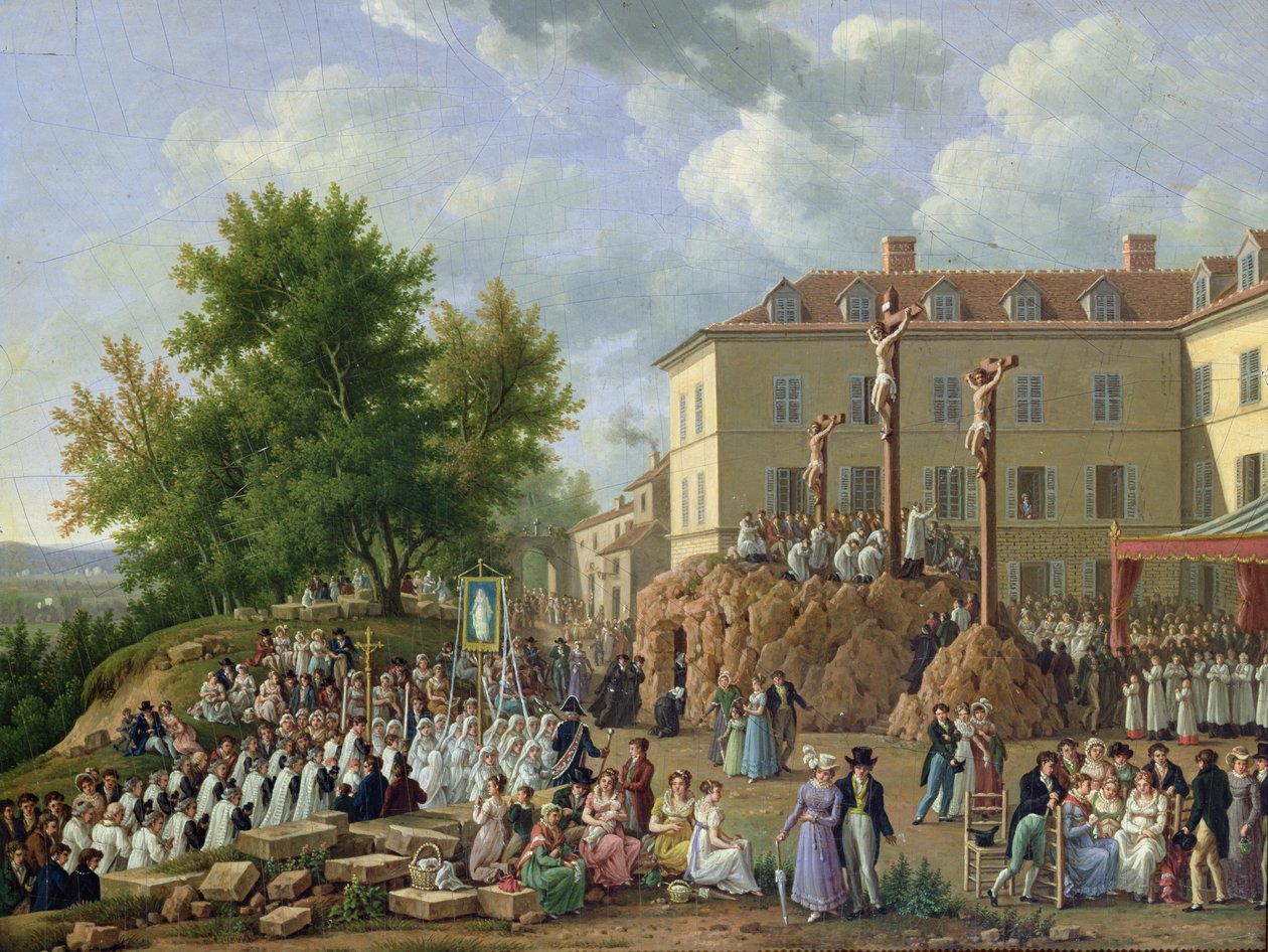 Religiøs procession til Mont Valerien, 1819 af French School