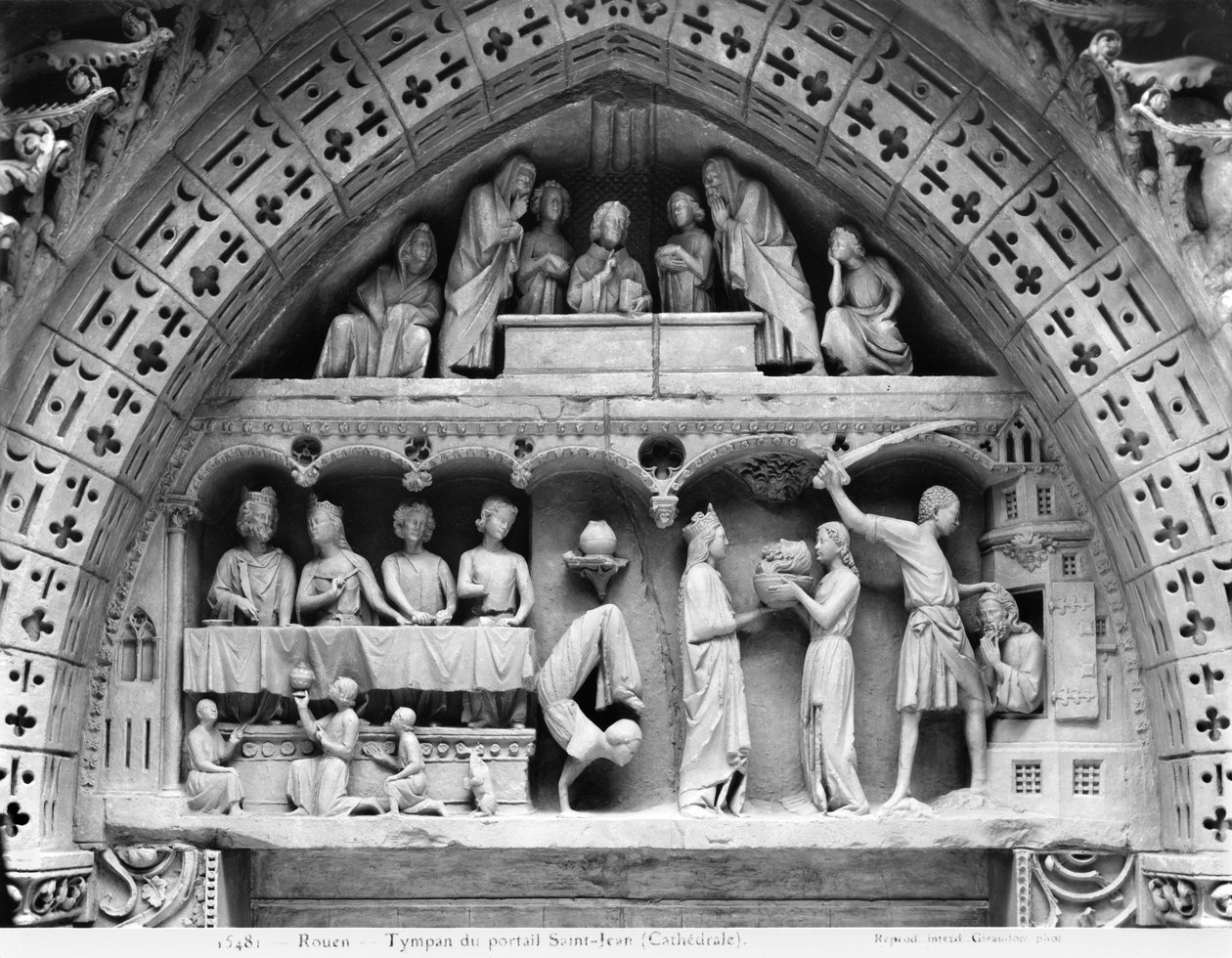 Rouen-katedralen, gengivelse af tympanen fra facadeportalen til St. Johannes Døberen (gipsstøbt af sten) (se også 253209) af French School