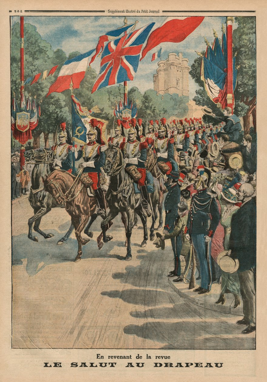 Saluting the colors, bagsideillustration fra 