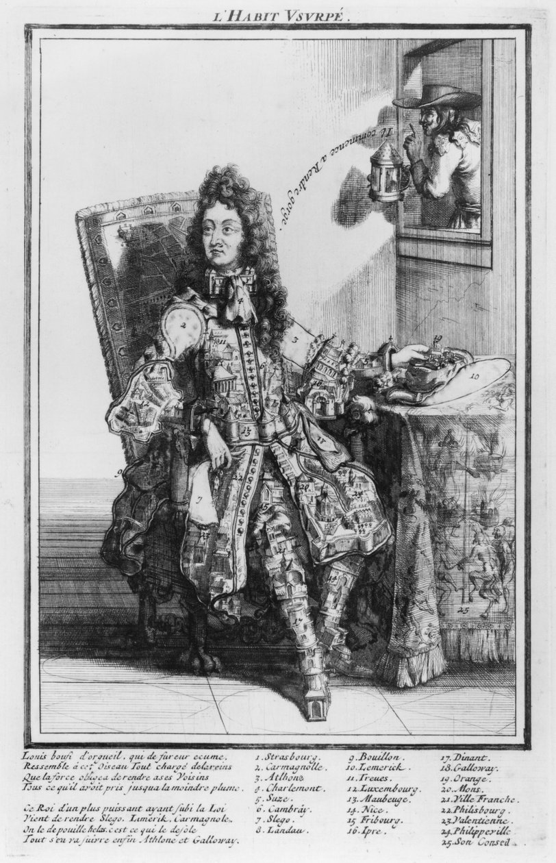 Satirisk tegneserie-lamponing Louis XIV, 1693-1705 af French School