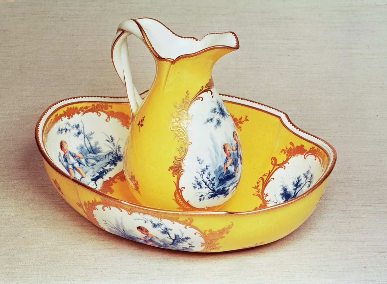 Sevres (vandkande) Broc Roussel æder og kumme (porcelæn) af French School